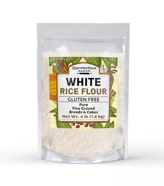 White Rice Flour By Unpretentious Baker, 4 lb, Cookies, Cakes, Muffins and Breads
