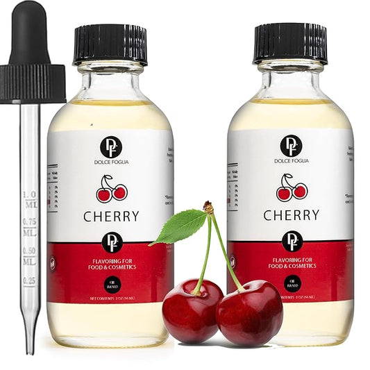 Dolce Flav Cherry Extract ??2 Ounce Oil-Soluble Kosher, Sugar-Free, Concentrated Fruity Flavor for Candy, Chocolates & Desserts, Includes Measured Dropper, Pack of 2
