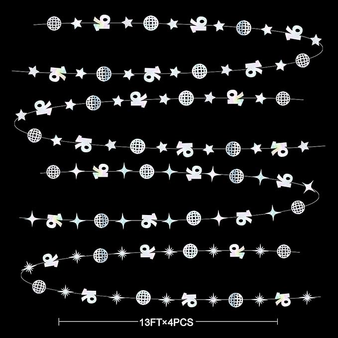 Iridescent 16th Disco Birthday Decorations Laser Number 16 Disco Ball Twinkle Star Garland Metallic Banner Backdrop for Girls Boys Happy 16th Birthday Sweet Sixteen Cheers to 16 Years Party Decor