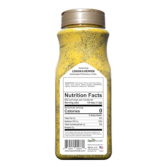iSpice | Lemon Pepper Seasoning | 28 oz | Bulk Size | Mixed Spices & Seasonings | Kosher
