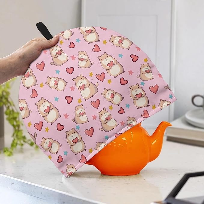Valentine's Day Heart Guinea Pig Tea Cosy Kitchen Home Decorative Tea Pot Dust Cover Thermal Insulation & Heat Preservation Tea Cozies for Home Kitchen Valentine's Decor & Gift