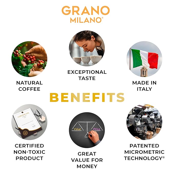 Grano Milano Variety Pack With Decaf Coffee Capsules - 50 Aluminum Coffee Pods Compatible with Nespresso Original Line, Medium And Dark Roast, Made In Italy