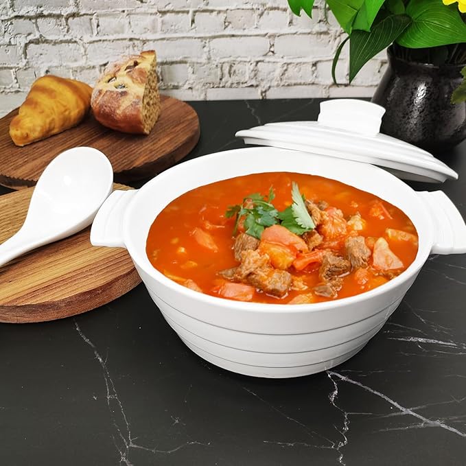 Casserole Dish 1.32 Quart French White Ceramic Bakeware Set with Lids, Chip and Crack Resistant Stoneware Baking Dish, Microwave, Dishwasher, Oven, Freezer and Fridge Safe