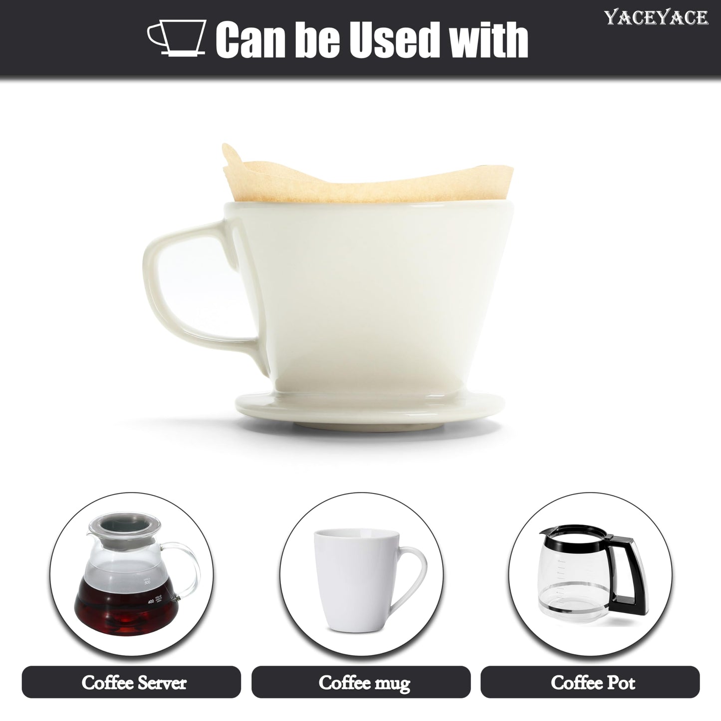 Ceramic Pour Over Coffee Dripper, Small Ceramic Pour Over, Off White