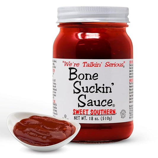 Bone Suckin' Sauce Sweet Southern BBQ Sauce, Gluten-Free, Non-GMO, Kosher, Sweetened with Cane Sugar & Molasses, All-Purpose Barbecue Sauce, For Ribs, Chicken, Pork, Beef (1 Count, Sweet Southern)