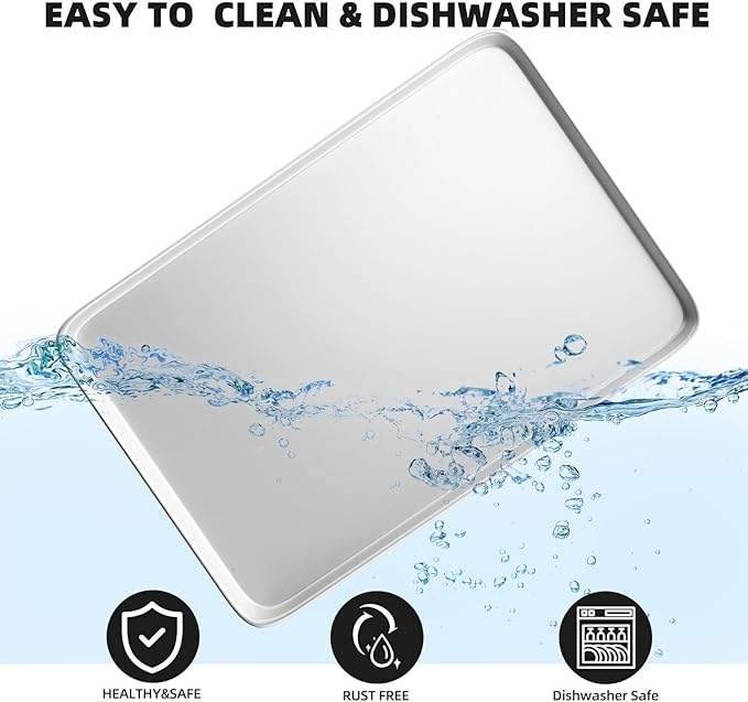 CROSSON 16× 24 Inch Cookie Sheet Pans Set of 6-Baking Tray Jelly Roll Pan Set Commercial Grade Aluminum Coated Statinless Steel Bun Pan for Oven,Freezer,Bakery Hotel Restaurant