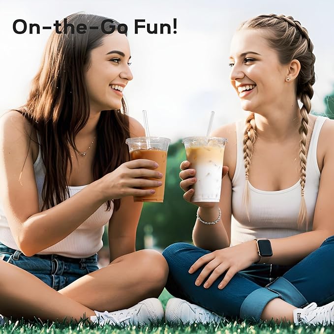 AOZITA 100 Pack 12 oz Clear Plastic Cups with Lids and Straws, Disposable Iced Coffee Cups for Cold Beverages, Smoothies, Iced Coffee, Leak-Proof, BPA-Free