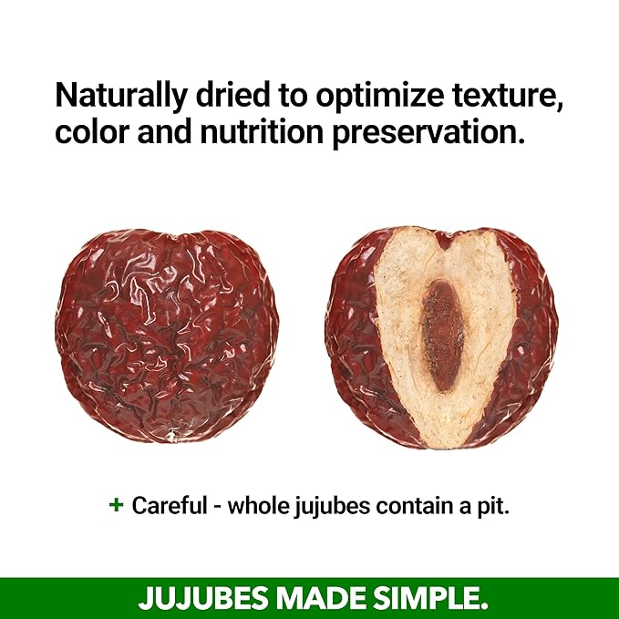 JUJUME | USDA Organic California Grown Jujubes Red Dates | Individually Sorted 3X for QA | High Grade Superfood | Healthy Dried Fruit | Certified All-Natural Non-GMO | 4-pack 6 oz bags