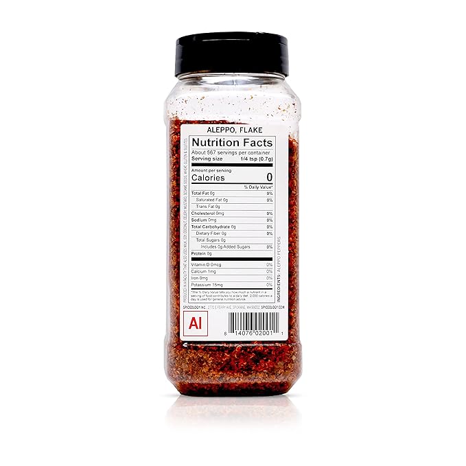 Spiceology - Aleppo Pepper Flakes - Dried Ground Aleppo Pepper - Chiles - Bulk Spices and Seasonings - 14 oz