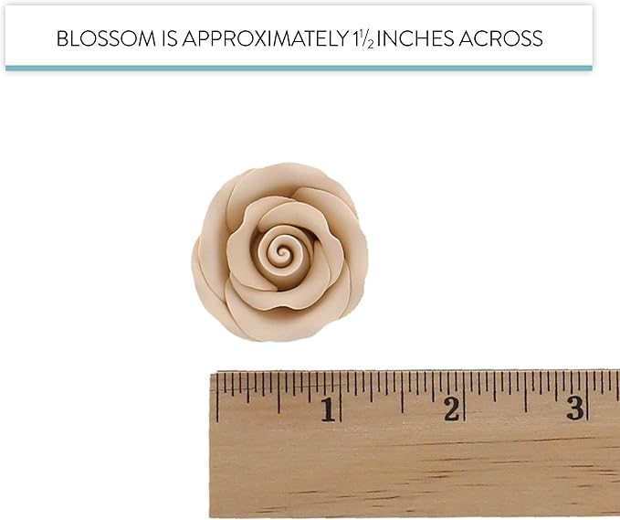 Global Sugar Art Premium Edible Roses, Ivory, Unwired, Medium 1.5 inches, 12 Count by Chef Alan Tetreault