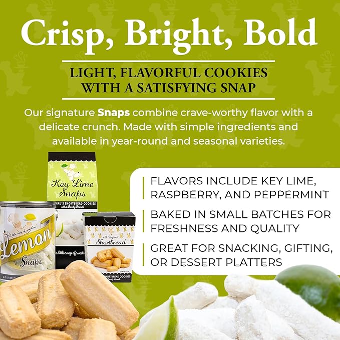 Flathau?셲 Fine Foods, Gourmet Shortbread Cookies, Handcrafted All Natural Artisan Bites, Southern-Baked Sweet Snaps with a Buttery Finish (Peppermint, 8oz)
