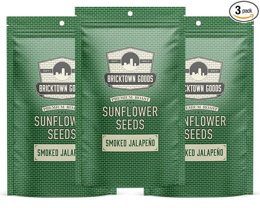 Bricktown Goods Smoked Jalapeno Flavored Sunflower Seeds - 3 Pack - Boldly Seasoned and Roasted In-Shell Sunflower Seeds - 24 oz Total
