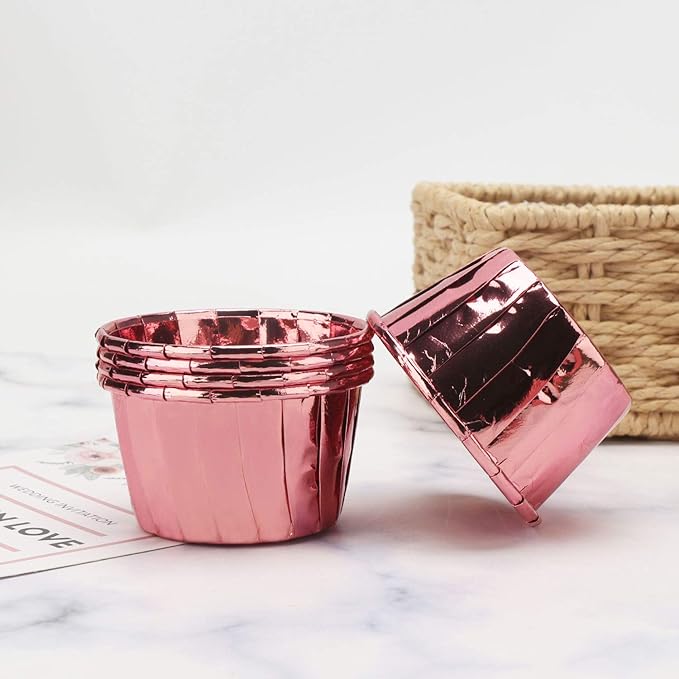 Baking Cups Ramekins, EUSOAR 50Pcs Disposable Ramekin Muffin Baking Cups, Aluminum Cupcake Cups, Tip Pan Ramekin Holders, Little Foil Cups