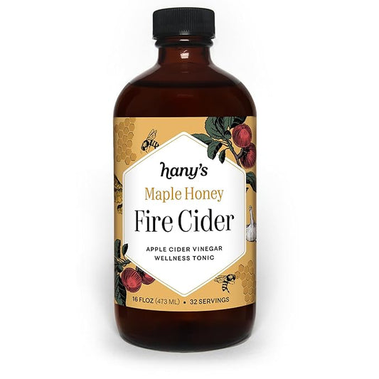 Hany's Harvest Maple Honey Fire Cider ??16 fl oz Glass Bottle | All-Natural, Small-Batch, Handcrafted, Non-GMO, Gluten-Free
