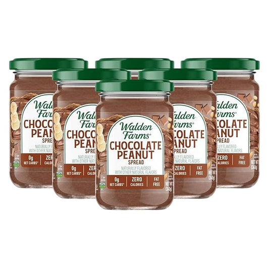 Walden Farms Chocolate Peanut Spread – Zero Calorie, Low Carb, Keto-Friendly, Vegan, Sugar-Free, Chocolate Peanut Flavor – 6-Pack, 12 oz Bottles