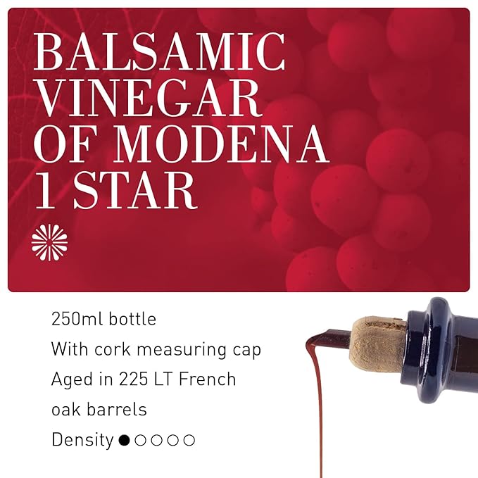 La Secchia Balsamic Vinegar of Modena PGI "One Star", Aged in Oak, Low Density, 250 ml Bottle with Cork Pourer