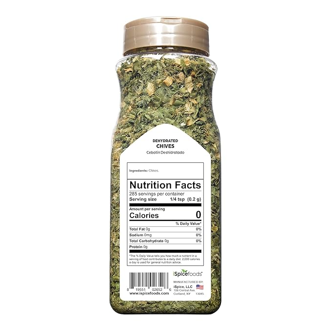 iSpice | Chives Dehydrated | 1.25 oz | Bulk Size | Premium Herbs | Kosher