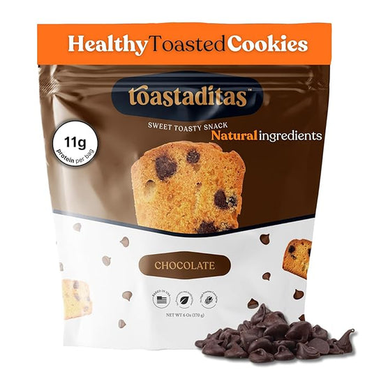 Toastaditas Chocolate Chips Biscotti Cookies, Baked Twice, No Artificial Flavors - Sweet and Toasty Italian Cookies - Ideal for Coffee or Tea pairing - 6oz pack - Snacks for kids and adults (6 oz Pack, Chocolate Chips)