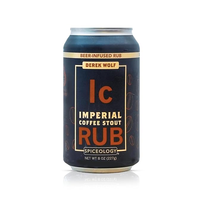 Spiceology & Derek Wolf - Imperial Coffee Stout - Beer-Infused Barbecue Rubs, Spices and Seasonings - Use On: Beef, Pork, Brownies, Nuts, Marinades, or Sauces - 8 oz Can with Resealable Lid