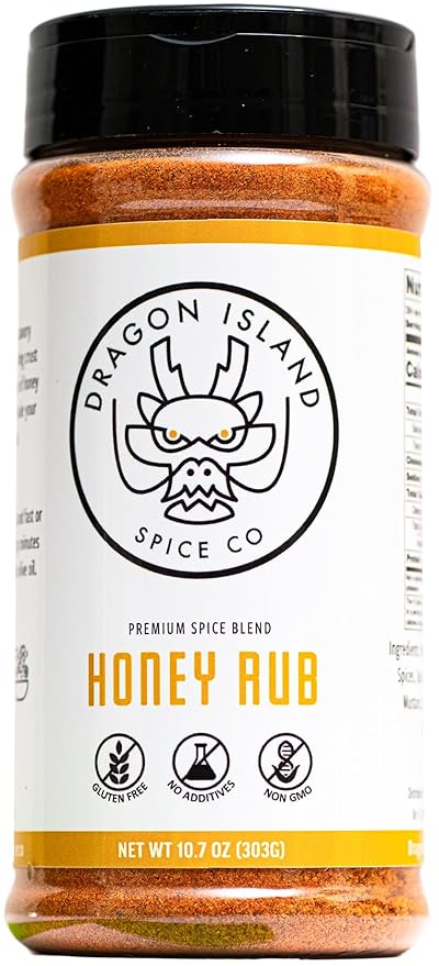 Dragon Island Spice Company | Honey Rub - Honey BBQ Seasoning - Chicken BBQ Rub - Chipotle Honey Seasoning - Pork BBQ Rub (10.7 Ounce)