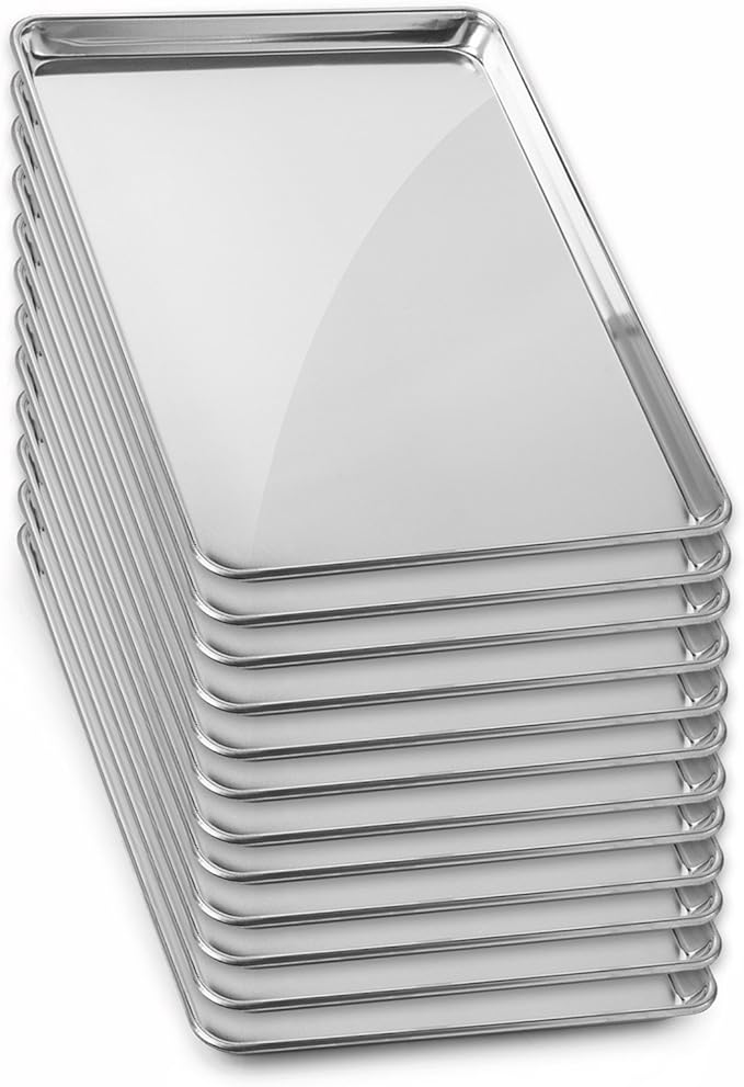 GRIDMANN 15" x 21" Commercial Grade Aluminum Cookie Sheet Baking Tray Pan Three Quarter Sheet - 12 Pans