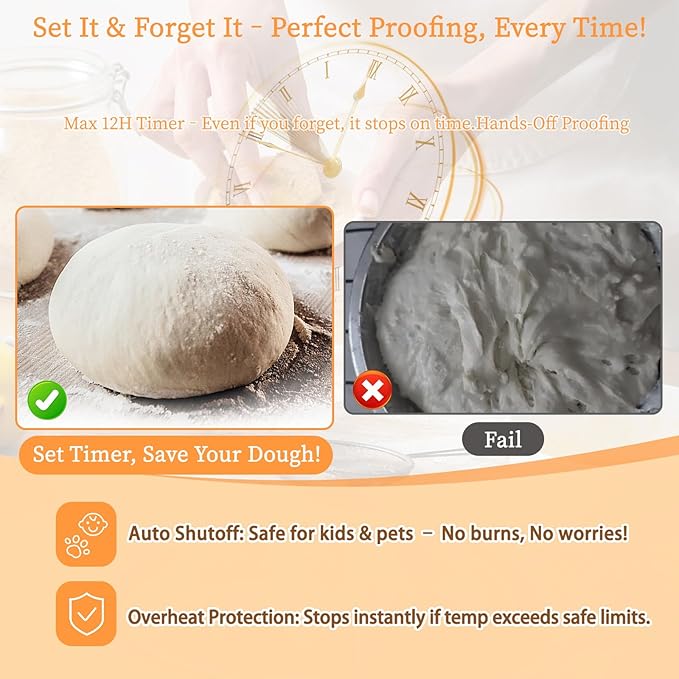 Sourdough Starter Warmer (70-100°F) with Thermometer Strip Sourdough Warming Mat, 12H Timer & Auto On/Off, Safe for Home Bakers & Beginners, Fermentation Heater