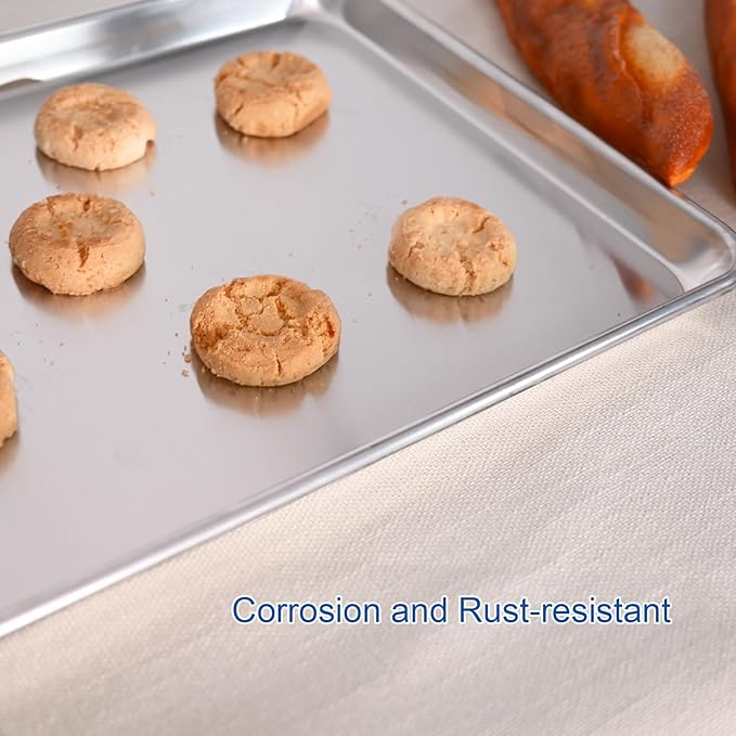HARDURA Aluminum Baking Sheet Pan 18”L X 13”W X 1”H Cookie Sheet, 6Packs, For Oven in Bakery & Restaurant, Kitchen