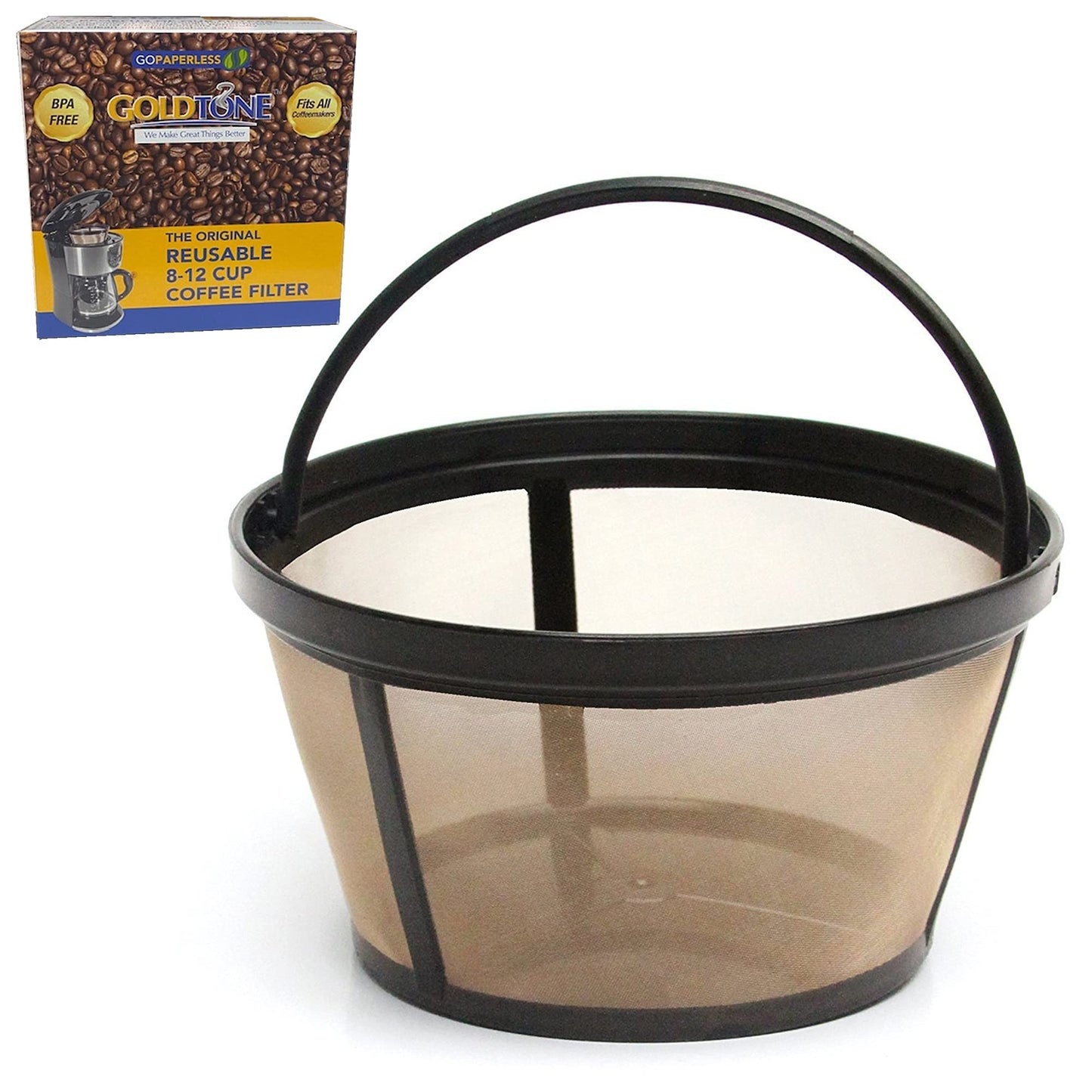 GOLDTONE Reusable 8-12 Cup Basket Coffee Filter fits Mr. Coffee Makers and Brewers, Replaces your