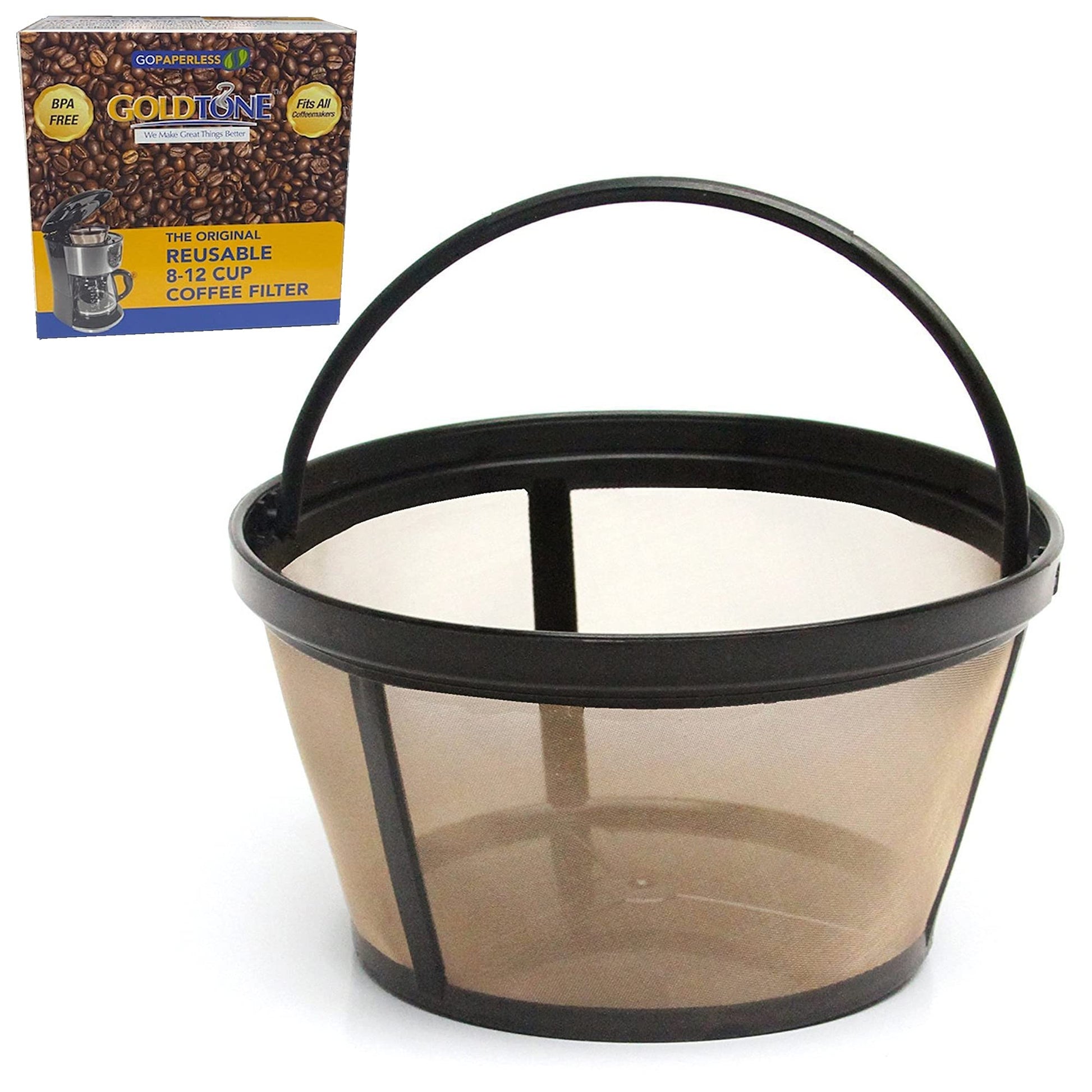 GOLDTONE Reusable 8-12 Cup Basket Coffee Filter fits Mr. Coffee Makers and Brewers, Replaces your