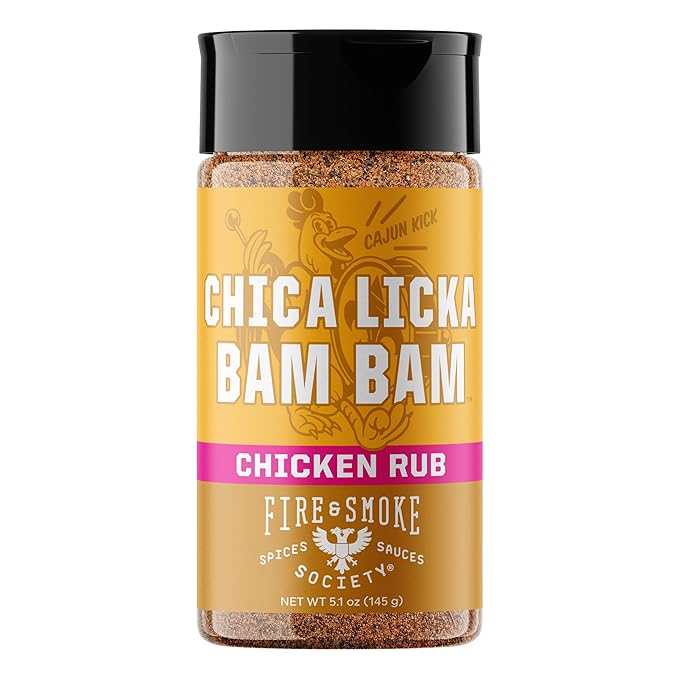 Fire & Smoke Society Chica Licka Bam Bam Chicken Seasoning | BBQ Seasonings and Rubs for Smoking and Grilling | Chicken Wings, Turkey Rub, Poultry Seasoning | Black Pepper, Paprika, Garlic | M 5.1 oz