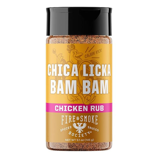 Fire & Smoke Society Chica Licka Bam Bam Chicken Seasoning | BBQ Seasonings and Rubs for Smoking and Grilling | Chicken Wings, Turkey Rub, Poultry Seasoning | Black Pepper, Paprika, Garlic | M 5.1 oz