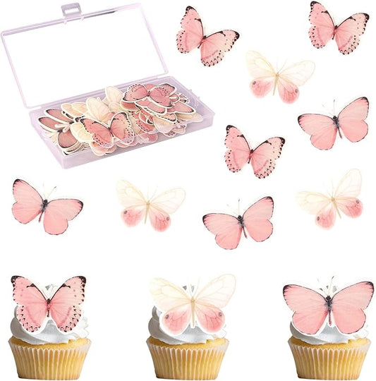 Rsstarxi 60 Pack Wafer Paper Butterflies Cupcake Toppers, Edible Butterfly Cake Decorations Butterfly Birthday Food Decorations for Baby Shower Wedding Birthday Anniversary Party Decorations
