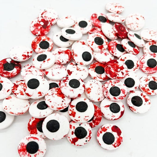 Weraru Big Candy Bloody Red Eyeballs Eye Ball Sweets Cake Cupcake Toppers Cookie Dessert Sprinkles Decorations for Birthday Party Supplies 3.4 Ounce