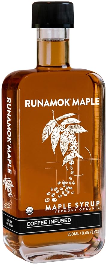 Runamok Coffee Infused Maple Syrup - Authentic & Real Vermont Maple Syrup | Make Your Ultimate Coffee-Milk | Breakfast | 8.45 Fl Oz (250mL)