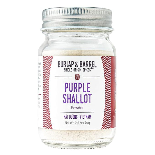Burlap & Barrel Purple Shallot Powder – Air-Dried with Umami and Sweet Allium Flavor – Vietnamese Seasoning & Fresh Shallot Substitute – As Seen On Shark Tank - 2.6oz Glass Jar