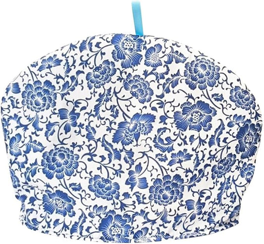 Cotton Tea Cozy Vintage Floral Printed Teapot Cover Tea Pot D챕cor Cozies Insulated Kettle Kitchen Dust Cover (Blue Flower)