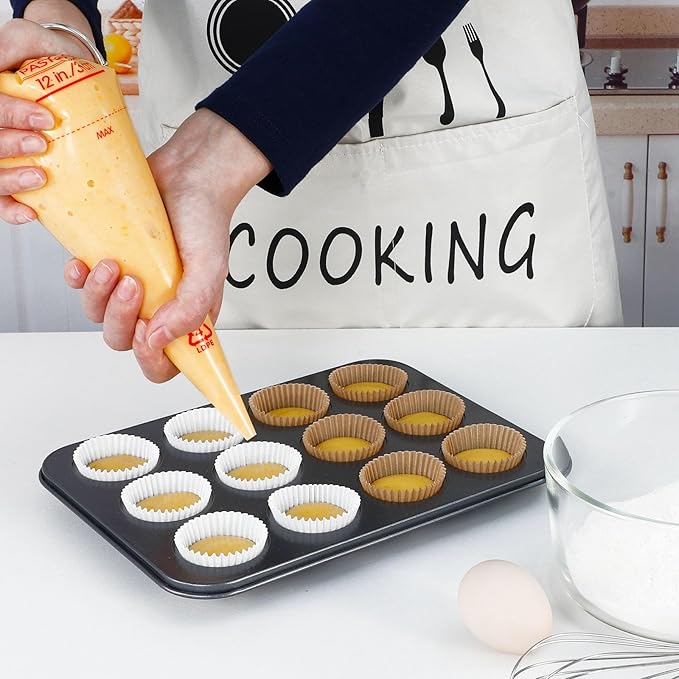 [300Pcs] Caperci White Mini Cupcake Liners for Baking - Odorless Greaseproof Paper Muffin Baking Cups for Wedding Birthday Party Baby Shower Festivals (White)