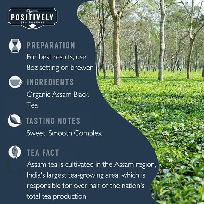 Organic Positively Tea Company, Assam Black Tea, K-Cup Compatible, 24 Pods