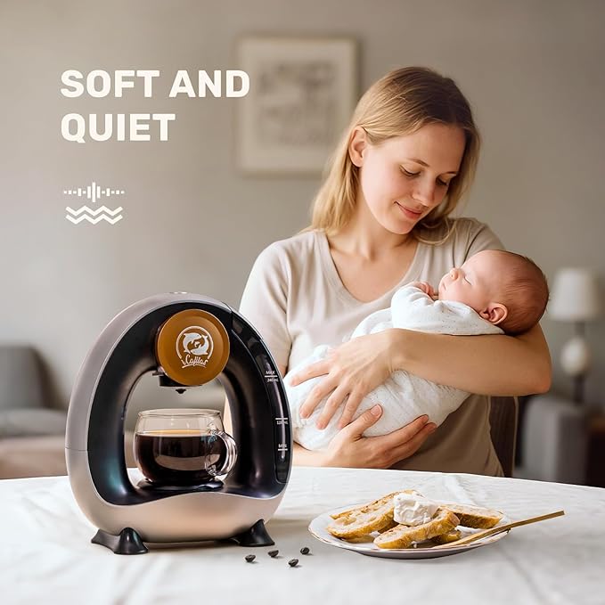 Single Serve Coffee Maker,Fast Brew in 2 minutes,Stylish＆Compact Design,MINI Q 2 IN 1 Coffee Machines for K*cup Capsules & Ground Coffee, Dark Grey Coffee maker