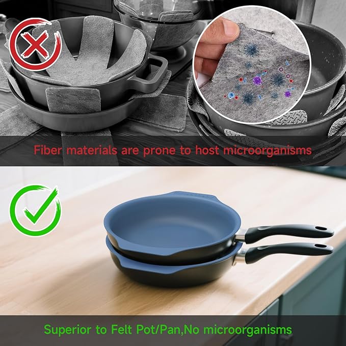 10 Inch Silicone Frying Pan Protectors - Scratch-Proof Stacking Pads for Nonstick Cookware | Reusable, Space-Saving Kitchen Organizers (2 Pack)