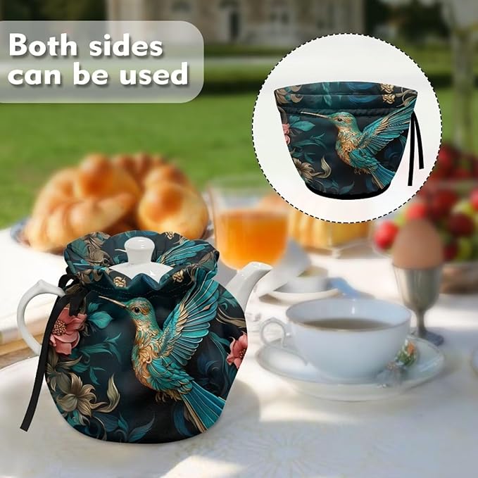 Hummingbird Tea Cozy Foldable Teapot Dust Cover Keep Warmer Teapot Protective Insulated Soft Cover Kitchen Home Decor Accessory Tea Pots Cozy Decorative Accessories
