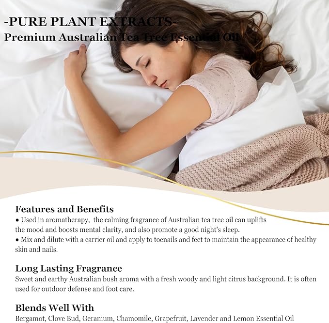 Australian Tea Tree Essential Oil (4 oz/118 ml) Premium Grade Australian Tea Tree Oil Essential, Perfect for Diffusers, Humidifier, Candle Making, Soap & Candle Making