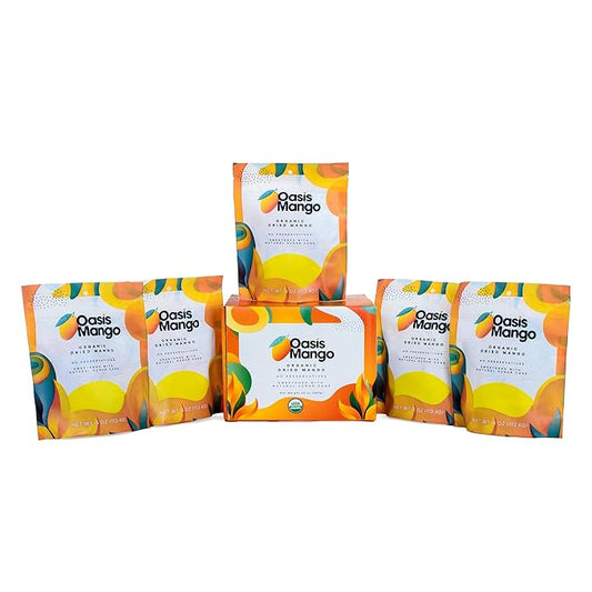 Oasis Mango - Organic Dried Mango, Low Sugar Added (Pack of 5-20 oz)