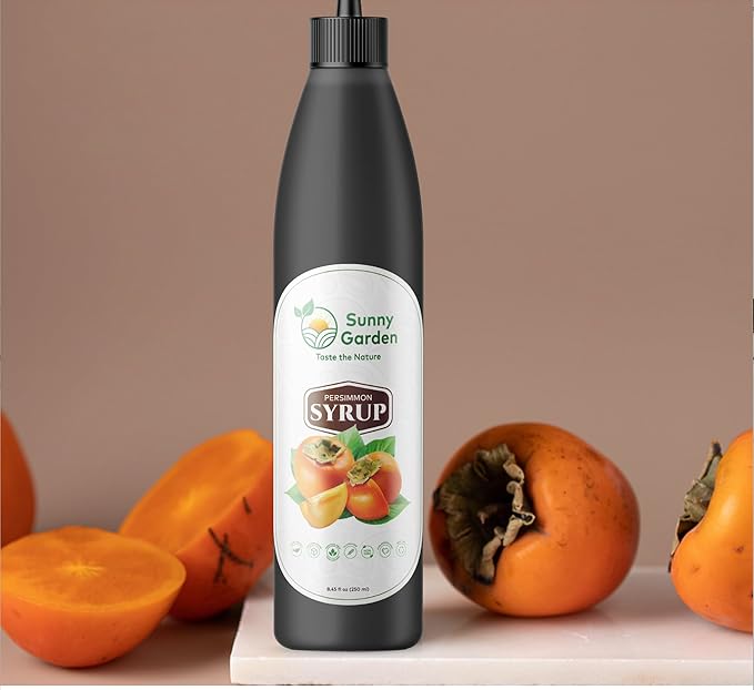 Sunny Garden Persimmon Syrup | 100% Natural | Healthy Sugar Alternative | No Additives | 8.45 oz/250 ml | Persimmon Molasses | No Added Sugar | Natural Healthy Sweetener | Single Ingredient | Non-GMO | No Cholesterol | Vegan