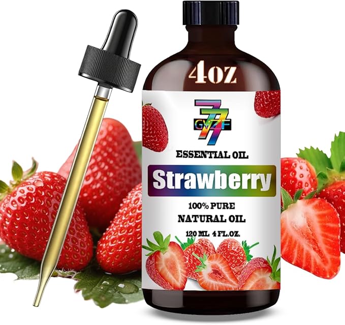 Strawberry Essential Oil (4 oz/120 ml) ??Strawberry Oils for Aromatherapy, diffusers, humidifiers, Home fragrances, DIY Skincare, soap Making, DIY Candle, Relaxation, Yoga, and Meditation