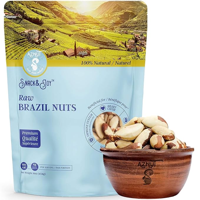 Aznut Brazil Nuts, Superior to Natural and Raw Shelled, No PPO, Vegan and Keto Friendly, Gluten Free, Peanut free and Vegan, Non Gmo Certified Premium Quality Super Food, Fresh and Crunchy, Kosher Certified (Raw, 5 LB)