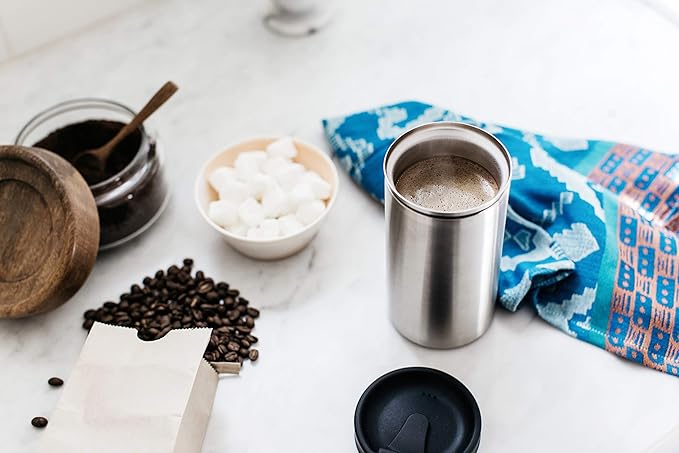 PRESSE by Bobble French Coffee Press And Insulated Stainless Steel Travel Tumbler for On-The-Go Brewing - 13 oz (Black)