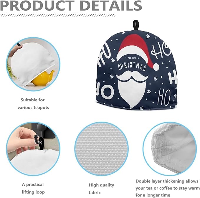 Creative Santa Claus Tea Cozy Kitchen Kettle Dust Cover Washable Teapot Dust Cover Tea Kettle Cover for Tea Pot Christmas Decorative Kitchen竊뉰lue竊?"<div>