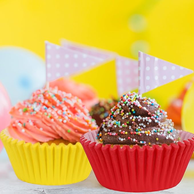 600 Pcs Lighting Cupcake Liner Cartoon Red Yellow Black Paper Baking Cup Animation Muffin Cupcake Wrapper for Baby Shower Birthday Party DIY Crafts Supplies, 2 x 1.2 Inch