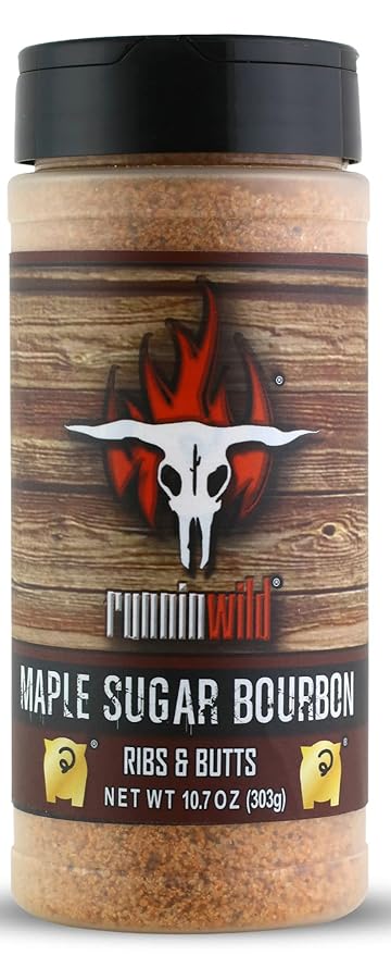 Delightfully Sweet & Smoky Maple Bourbon BBQ Seasoning Rub ??Rich Gourmet Maple Sugar Flavor That Elevates Pork, Ribs, Ham, Bacon, Chops & Butts ??Runnin??Wild Foods, 10.7oz